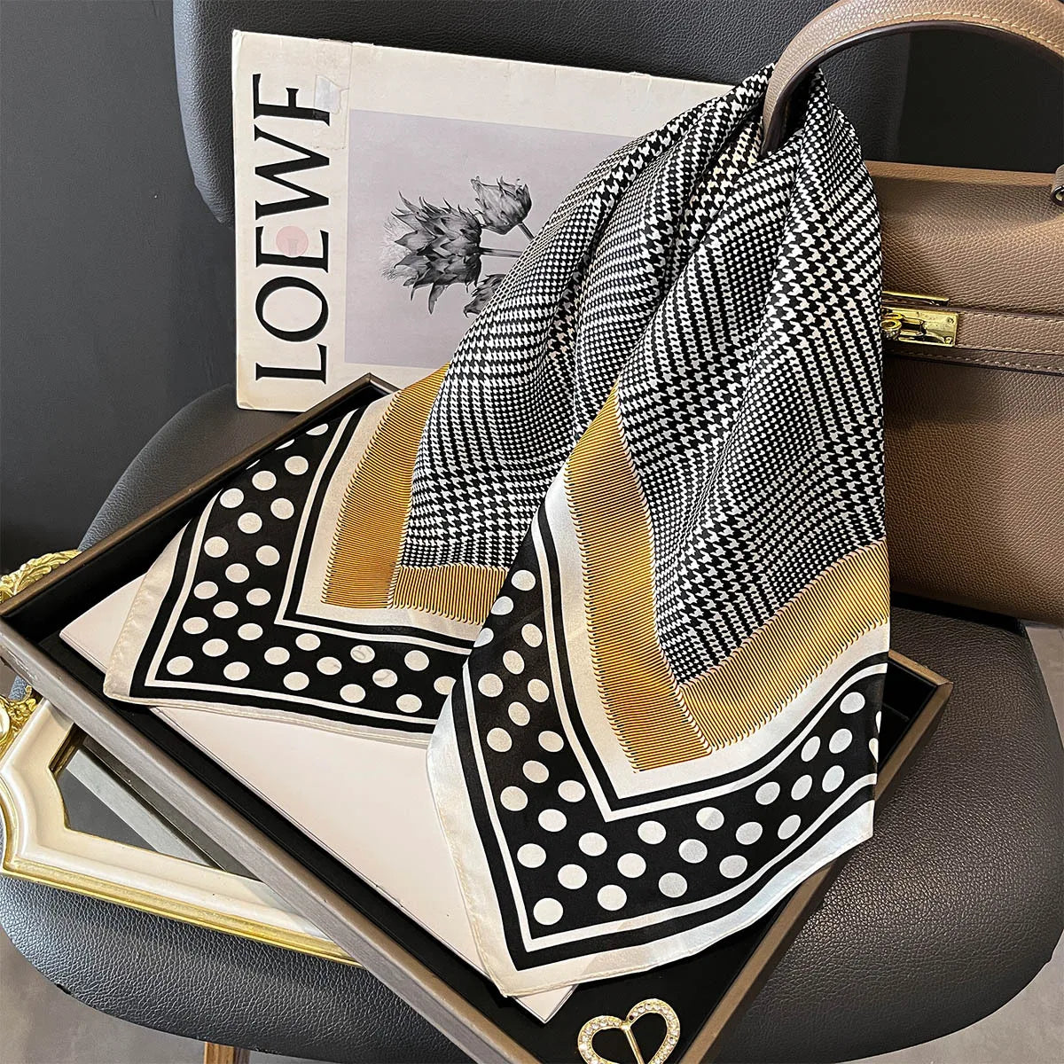 100% Pure Silk Square Hair Scarf