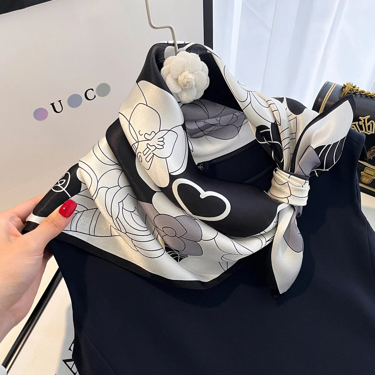 100% Pure Silk Square Hair Scarf