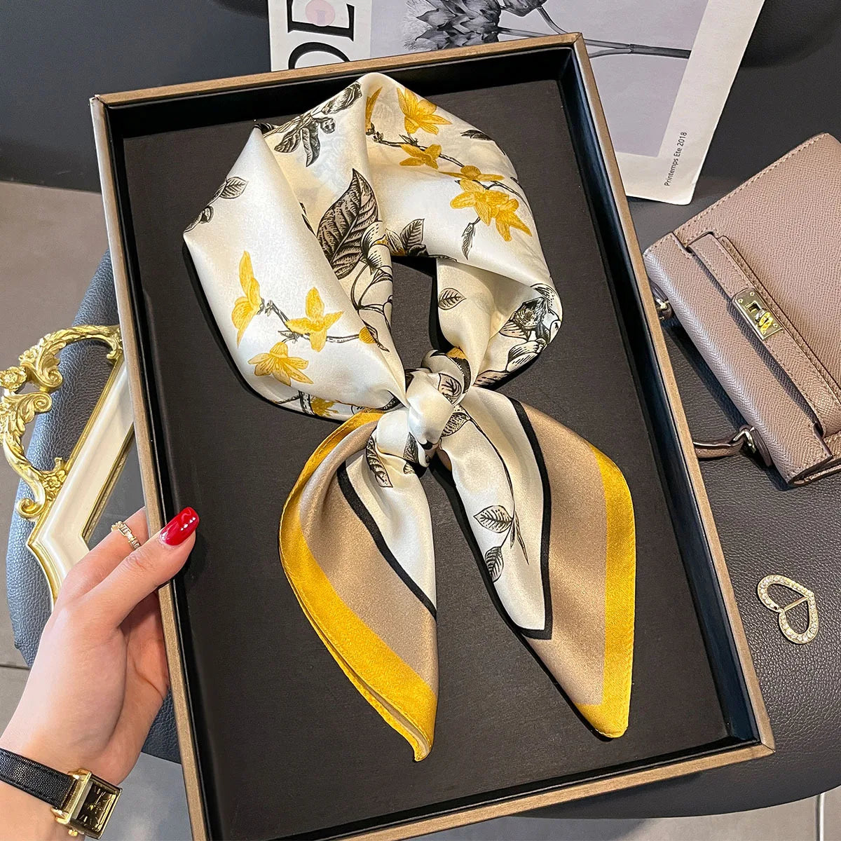 100% Pure Silk Square Hair Scarf