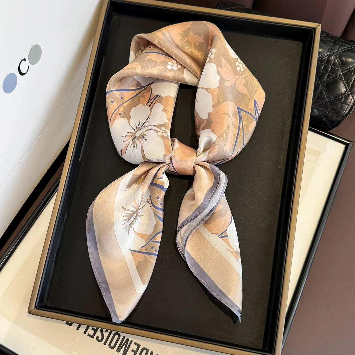 100% Pure Silk Square Hair Scarf