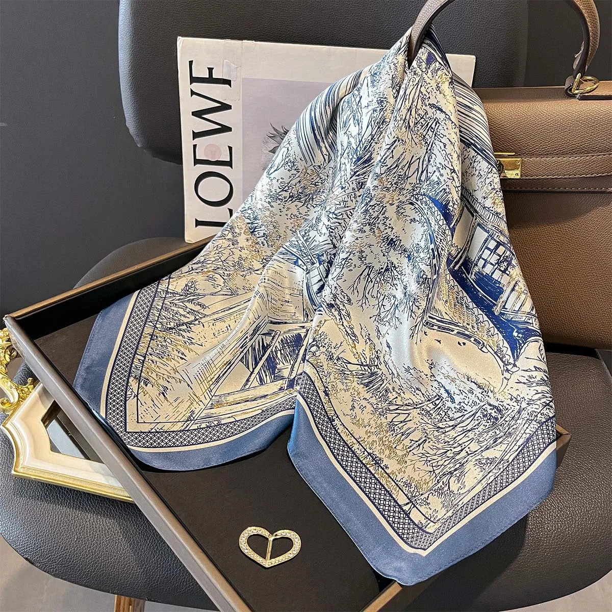 100% Pure Silk Square Hair Scarf