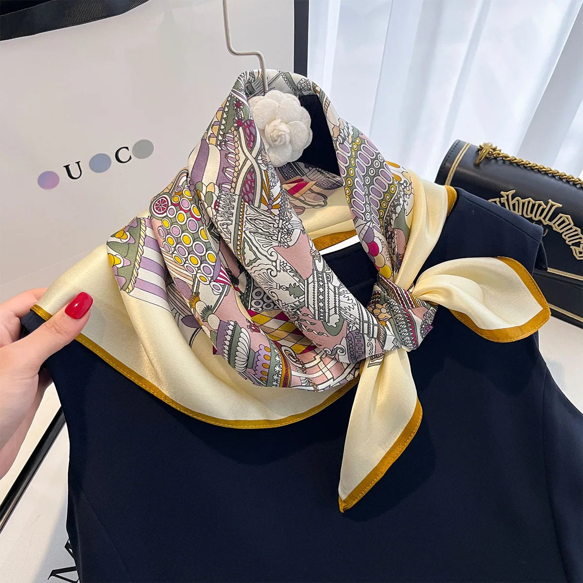 100% Pure Silk Square Hair Scarf